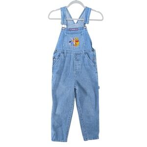 Disney Vintage 90s Winnie Pooh Overalls Kids 10 Light Wash Piglet Tigger Friends